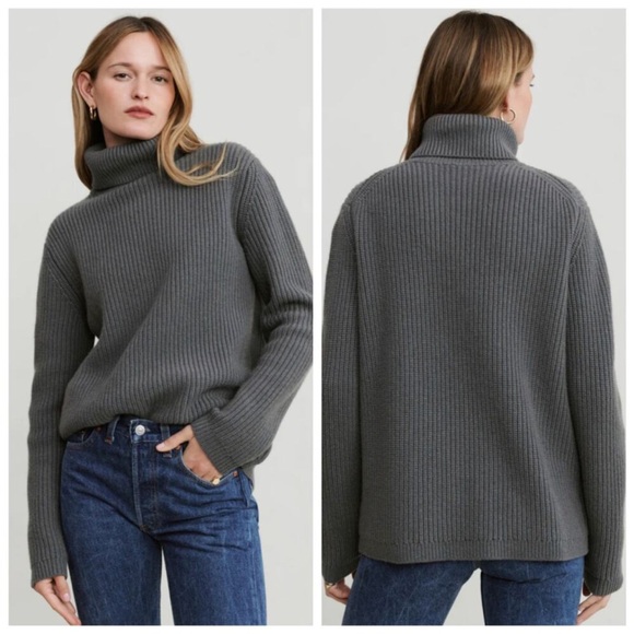 Jenni Kayne Cashmere Rib TurtleneckGreyXS